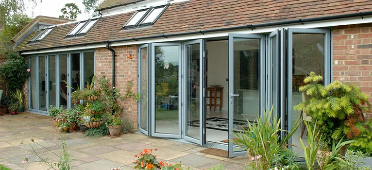 open aluminium bifold door 