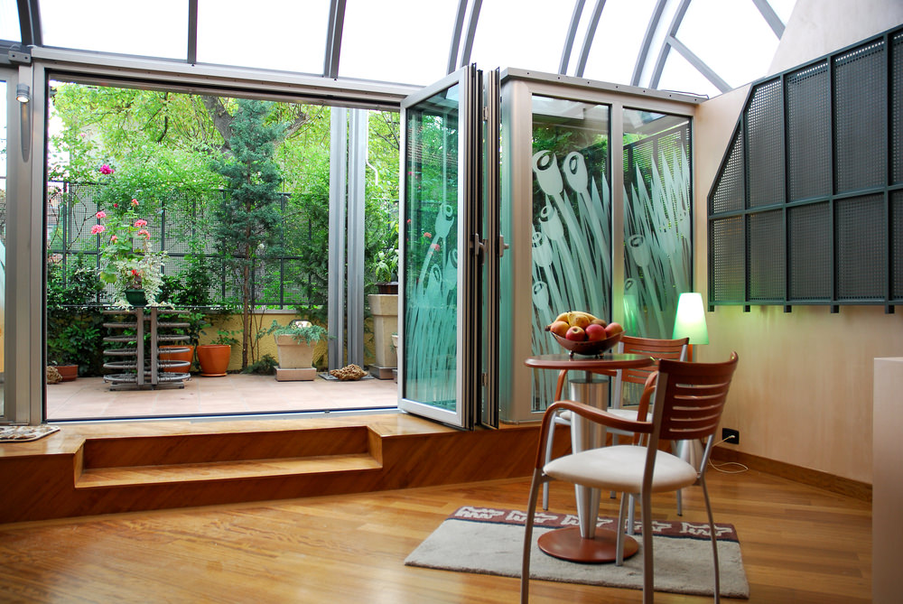 Conservatory BiFolding Doors Art On Glass Windows
